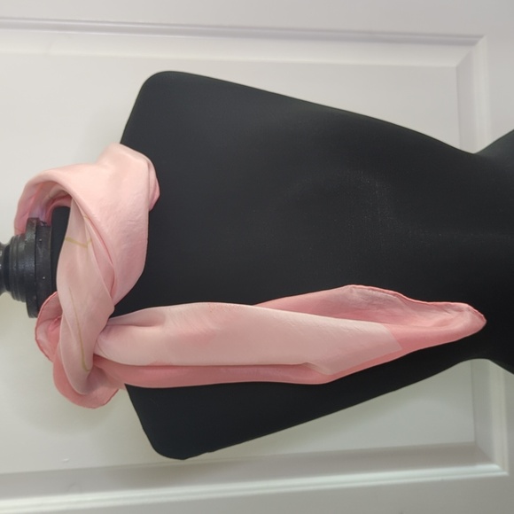 Elegant Pink Floral Scarf with Luxurious Rolled Hem - Picture 7 of 9